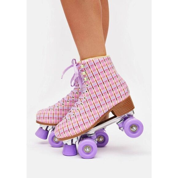 Cosmic Skates Archie-61 Pink Plaid Roller Skates - Picture 4 of 7